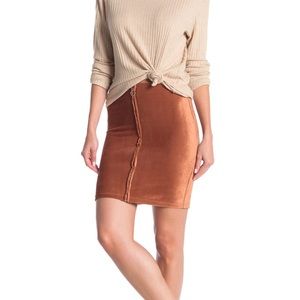 Poof Velvet Corduroy Zip Front Skirt